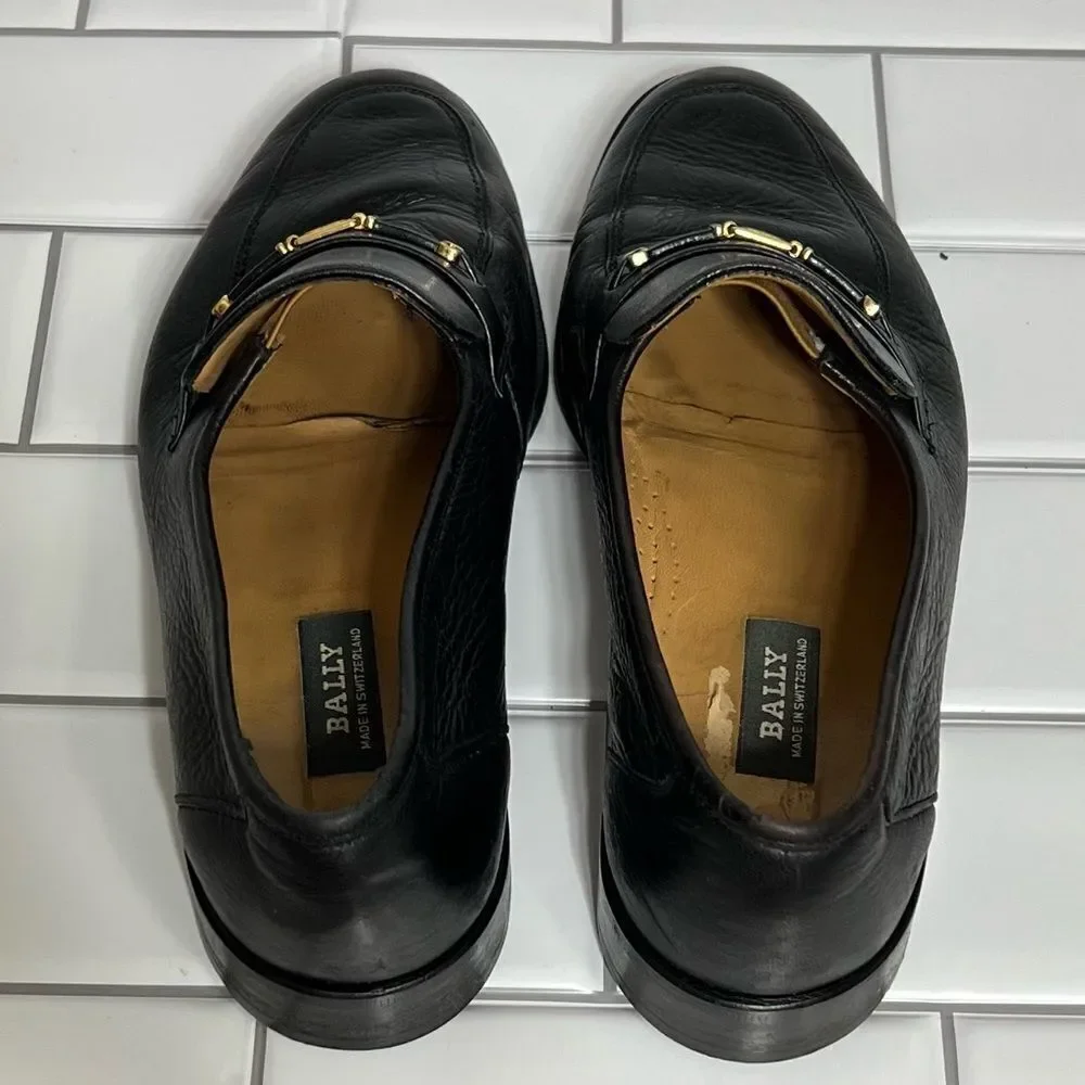 Bally Loafers Men’s Dress Shoes Black Leather Slip On’s Size 8